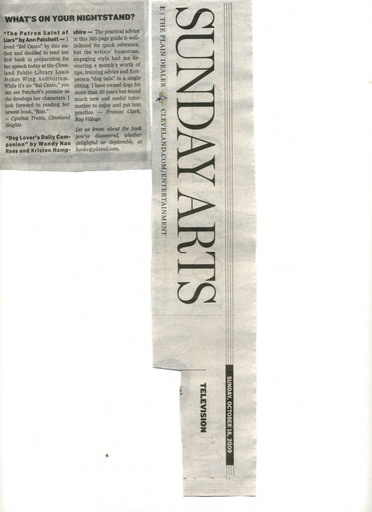 Plain Dealer book review A positive review of Dog Lover's Daily Companion in Sunday's Plain Dealer